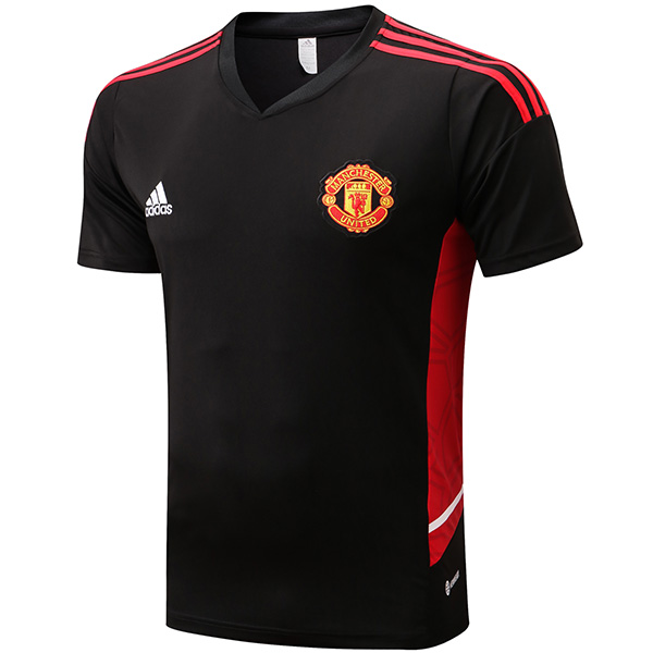 Manchester united training jersey soccer uniform men's shirt football short sleeve sport top t-shirt black 2022-2023